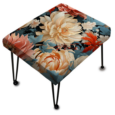 Beige et rouge Modern Fusion Symphony - Repose-pieds rectangulaire floral