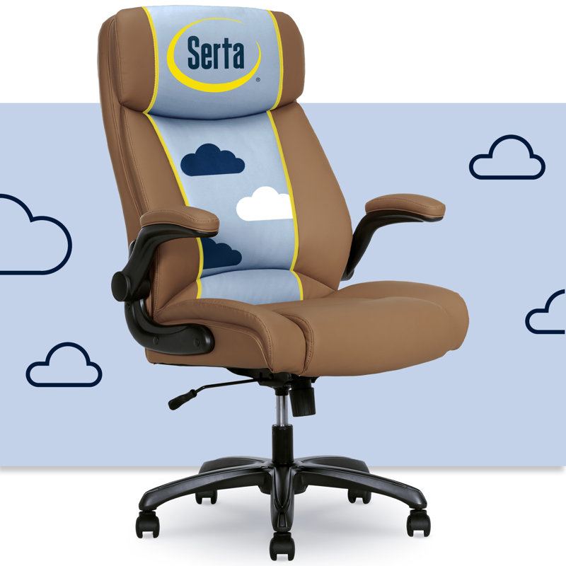 Serta® Torrington Big & Tall Office Chair, with Flip-Up Padded Armrests, Ultra-Comfortable ComfortCoils™ Seat Cushion Technology, Modern Executive Premium PU Desk Chair