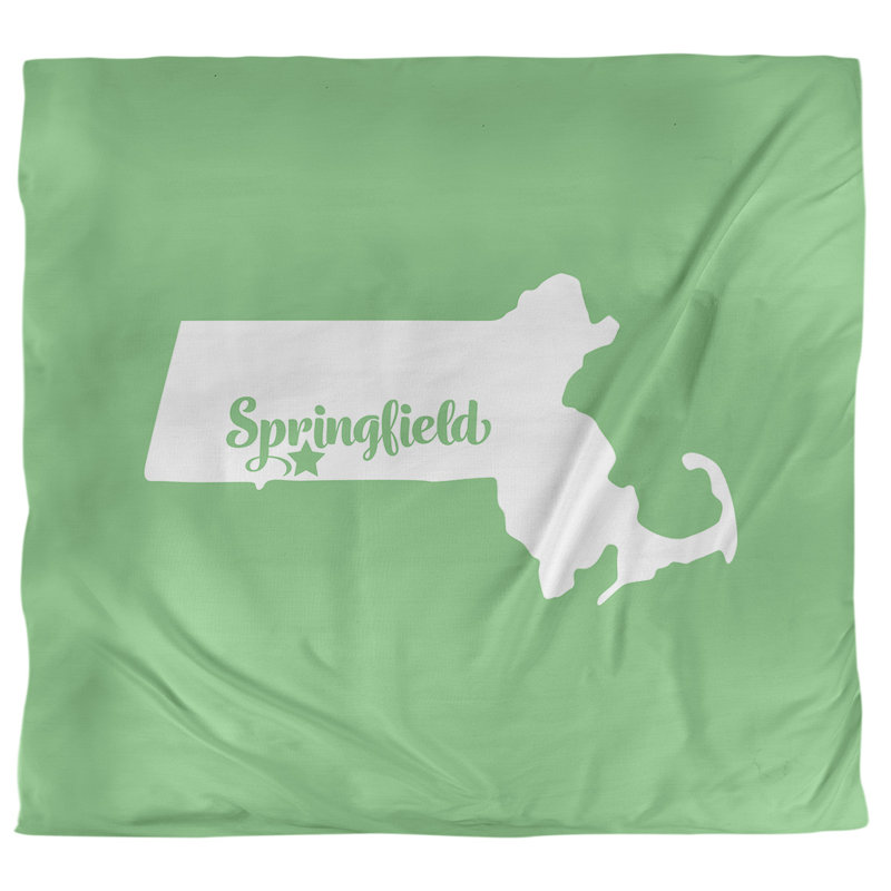 Housse de couette simple Massachusetts, Housse de couette pour très grand lit, Vert, Polyester brossé
