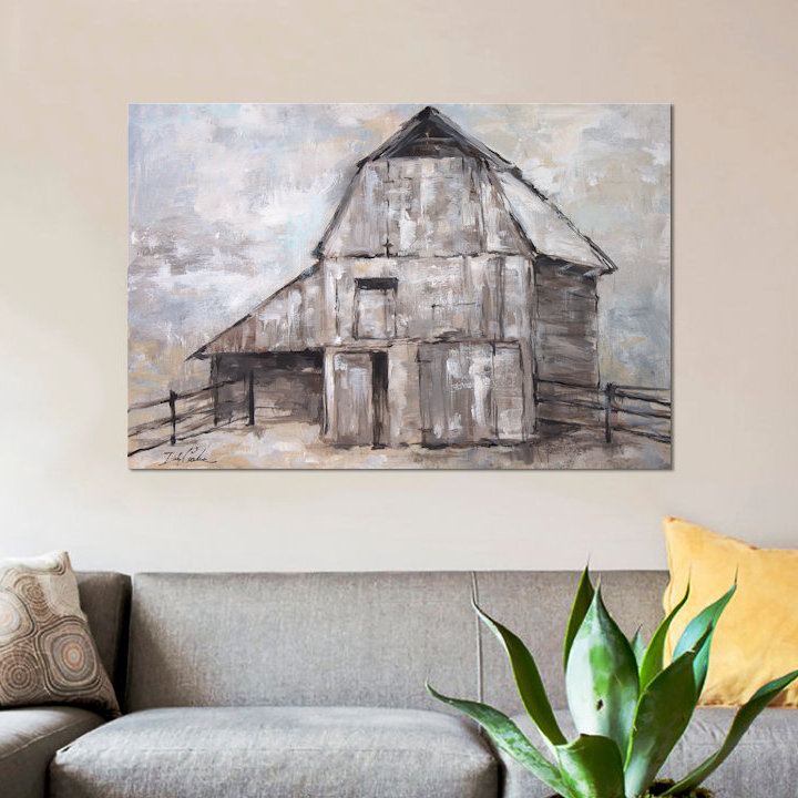 «The Barn», reproduction sur toile, H 18 po x l 26 po x P 1,5 po, Toile tendue, Pas de tapis