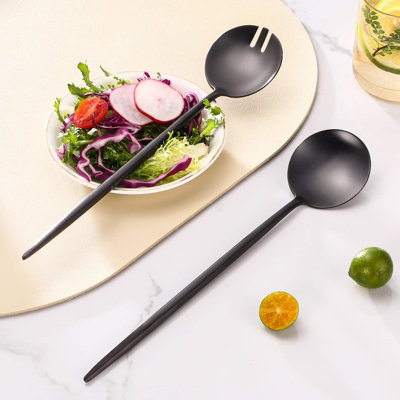 Black Stainless Steel Salad Servers 2-piece Set