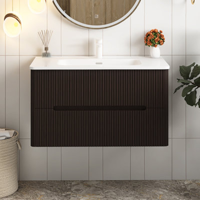 Meuble-lavabo mural simple 36 po avec comptoir en céramique 36 po