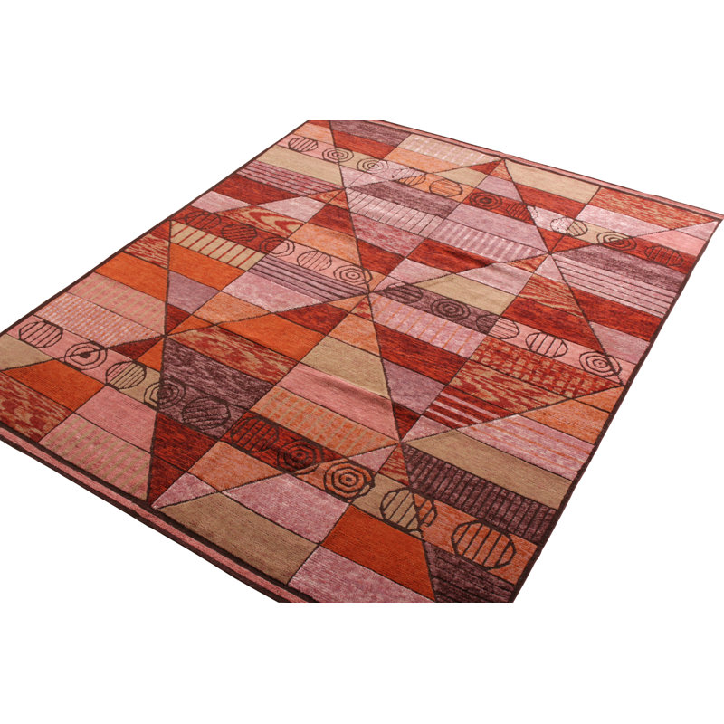 Scandinavian Hand Knotted Wool Geometric Area Rug, Rectangle 5' x 8'
