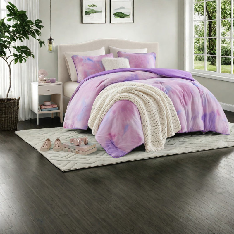 Modern Bedding Sets, King Cal King Polyester Watercolor Tie Dye for Home