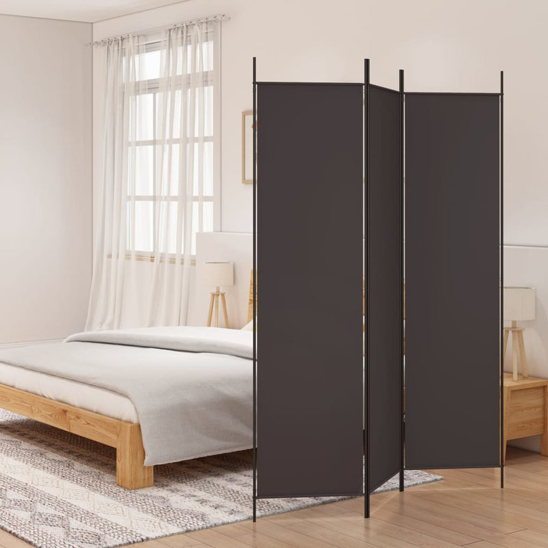 Kasimir Folding Room Divider, 3, 200cm H x 150cm W, Brown