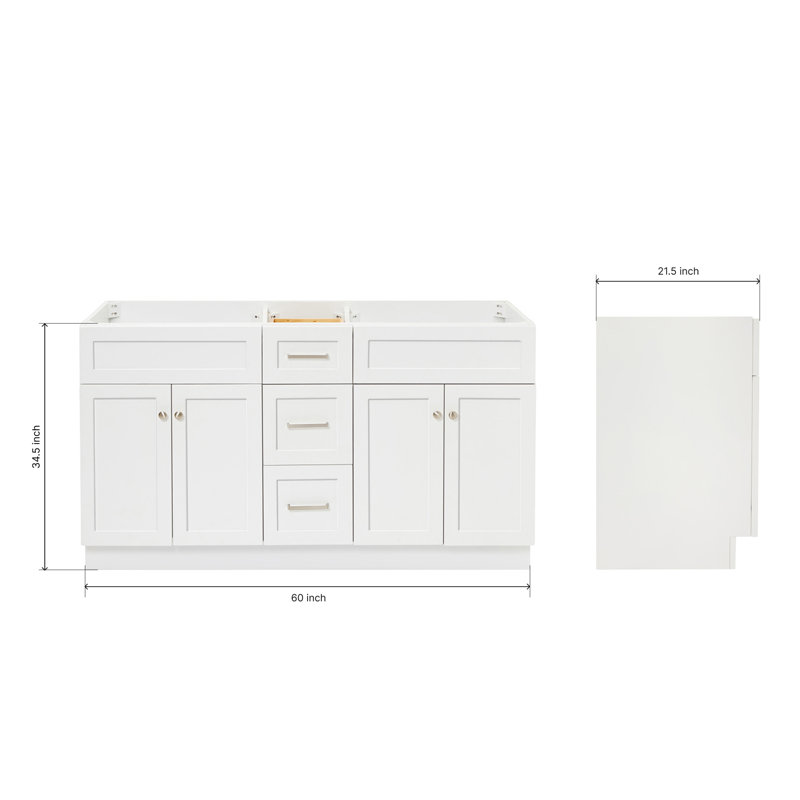 Paulla 60'' W Double Bathroom Vanity Base, White