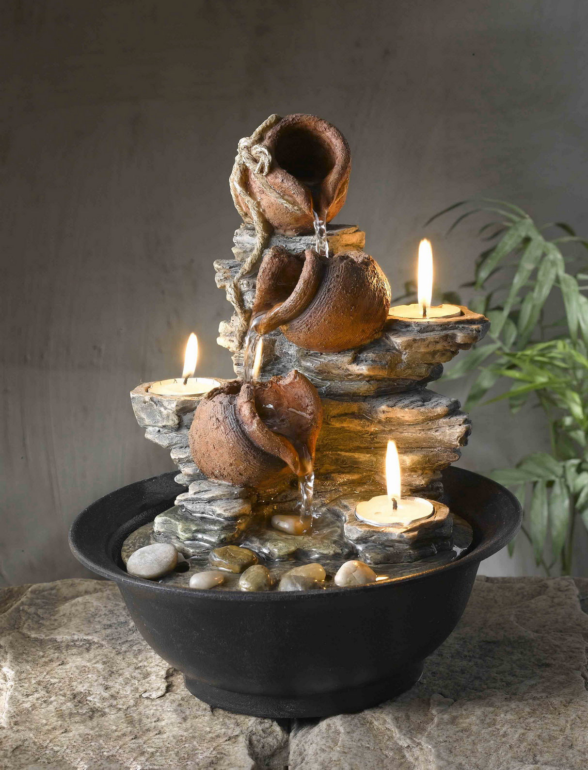 August Grove® Orwell Resin/Acrylic Tavolo Luci Mini Pot Tabletop Fountain with Candle & Reviews | Wayfair