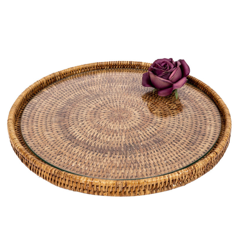 Plateau en osier Lillian, Brun miel, L 14 po x P 14 po x H 1 po