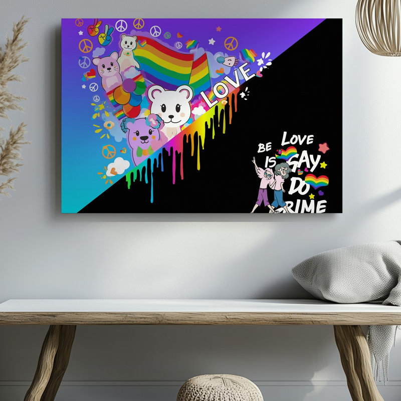 Toile, création d'un collage numérique dynamique et ludique célébrant la fierté LGBTQ avec une palette de couleurs arc-en-ciel