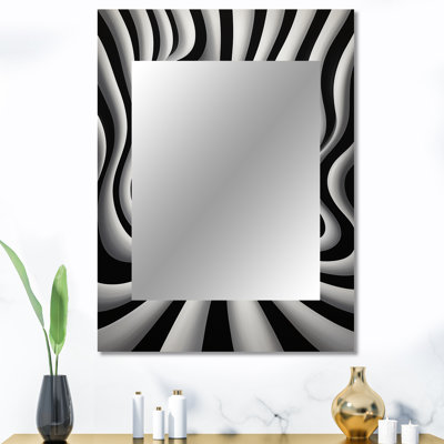 Noir et blanc, art optique Dream I - Op Art, grand miroir mural, miroir moderne unique