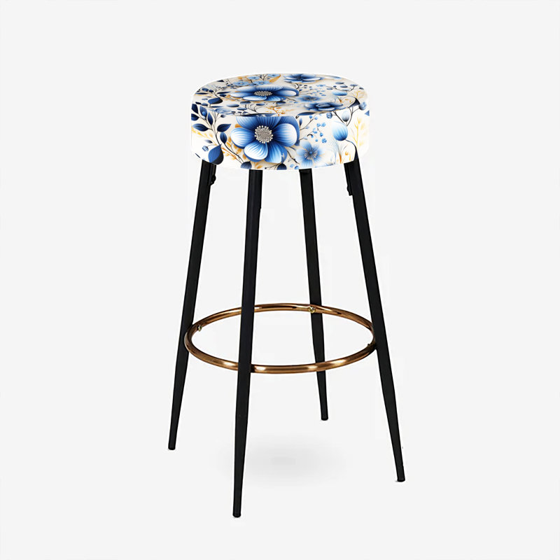 Ensemble de 2 tabourets de bar Blue & White Mystic Reverie Blooming Delights