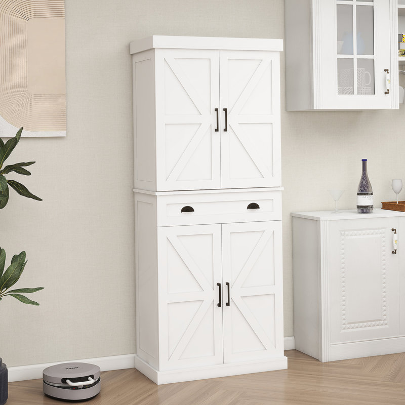 Armoire de rangement 71 po avec 4 portes (2 portes avec supports) et 1 tiroir