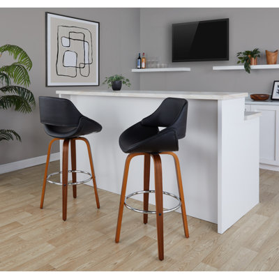 Tabouret de bar Mid-Century moderne à hauteur fixe avec pivot