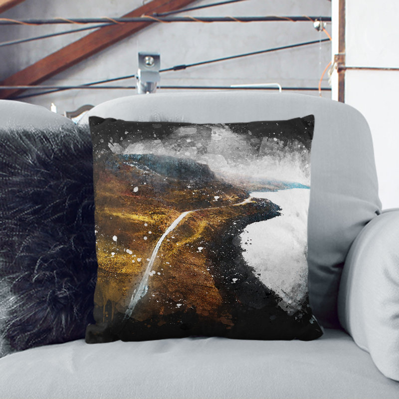 Square Cushion, Black, 55cm H x 55cm W x 20cm D