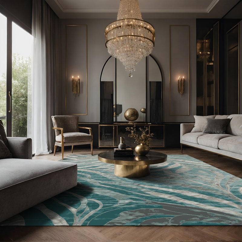 Tapis gris soyeux et moelleux, Rectangulaire 3 pi x 5 pi