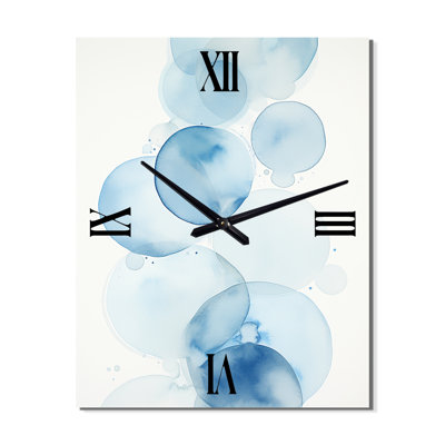 Tranquillity Vintage Light Blue Watercolor Circles - Modern Geometric Vintage Wall Clock