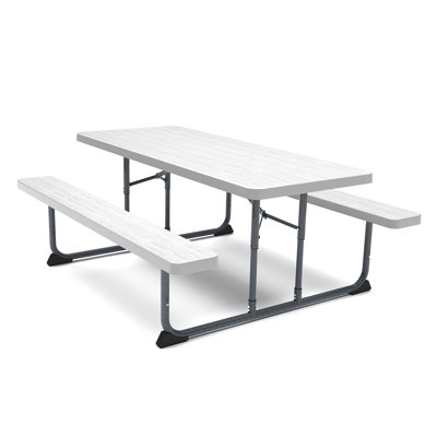 Ensemble de table de pique-nique d'extérieur avec bancs, PEHD et structure en acier