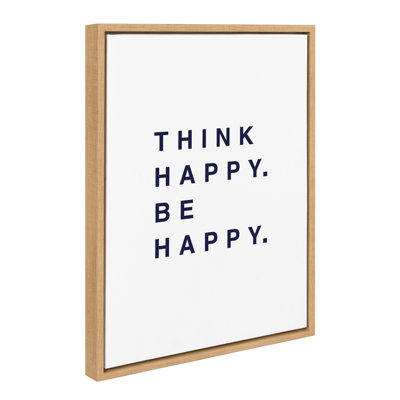 Think Happy Be Happy Blue by Maggie Price of Hunt and Gather Goods Framed Canvas Wall Art Print