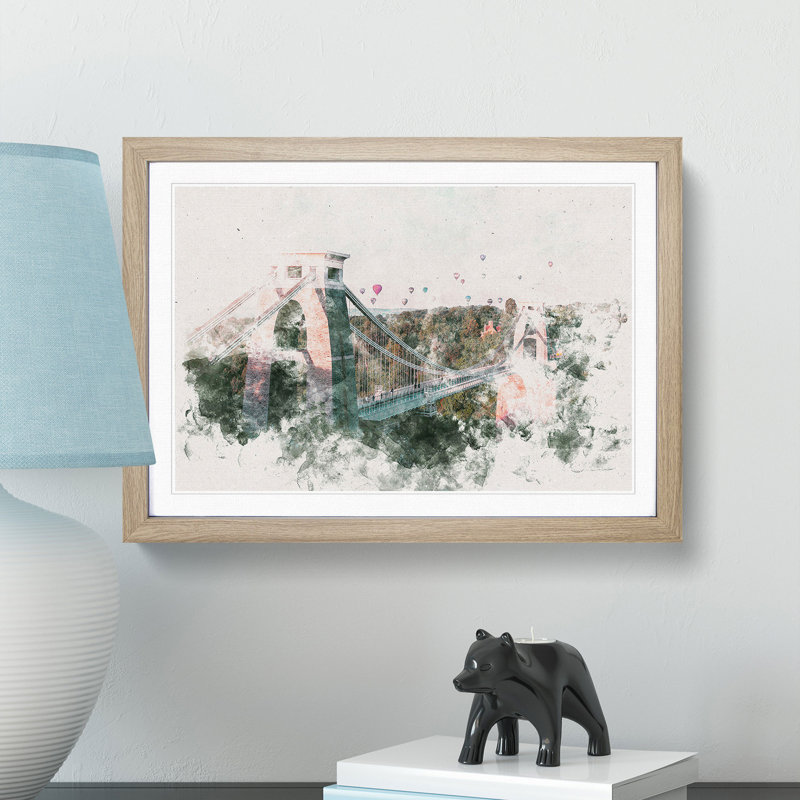 Clifton Suspension Bridge In Bristol Framed Print, 40cm H x 60cm W x 2cm D, Oak Framed