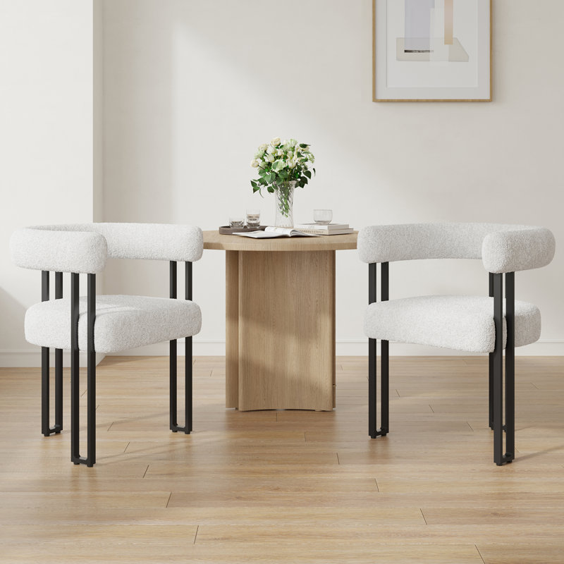 Chaises de salle à manger rembourrées Mahjabi, Blanc