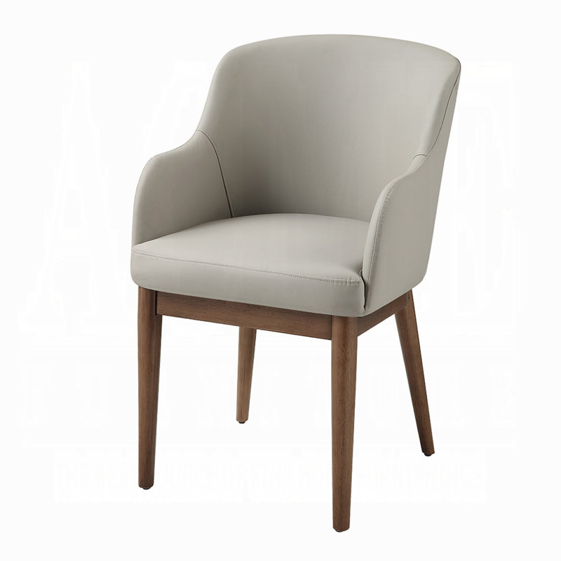 Ensemble de 2 chaises d'appoint de salle à manger Hima, similicuir gris, bois de noyer brun