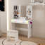 Ensemble de meuble-lavabo avec miroir à DEL et prise de courant, ensemble de meuble-lavabo avec tiroirs de rangement et chaise, 3 modes d'éclairage et RVB à DEL