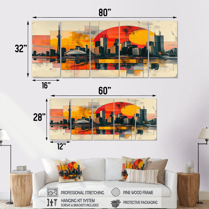 Ylan - ensemble d'art mural City Toronto, H 28 po x l 60 po