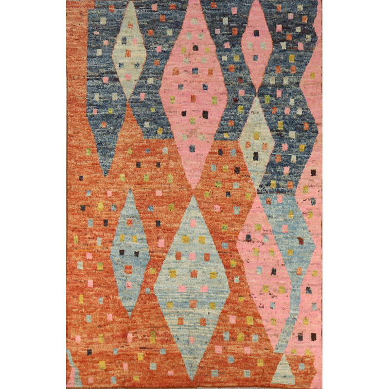 Tapis oriental géométrique en laine marocain 7 x 10