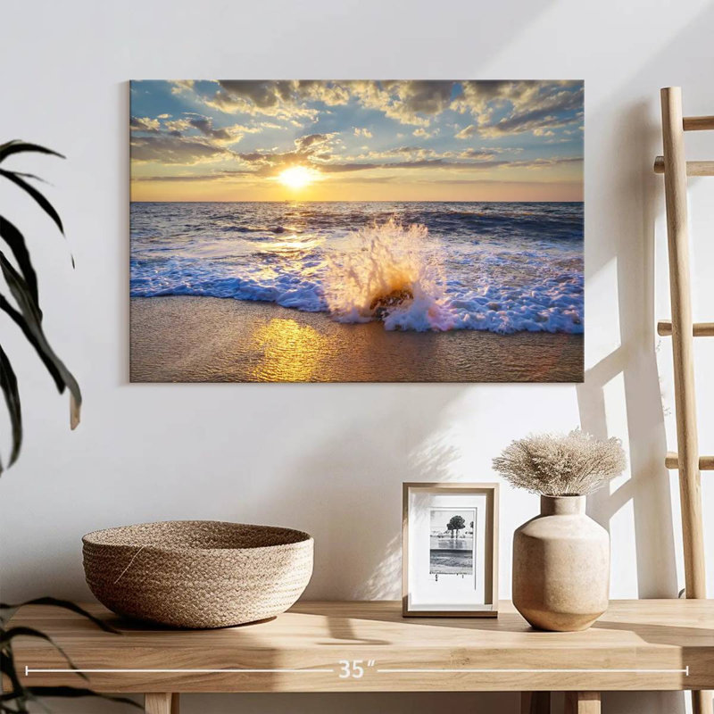 Sunset Over Beach Canvas Print, 16" H x 24" W x 1.25" D