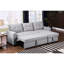 Canapé modulaire escamotable avec rangement en lin gris, rembourré de mousse pour accueillir les invités en lin et gris, divertissant les visiteurs-172658486
