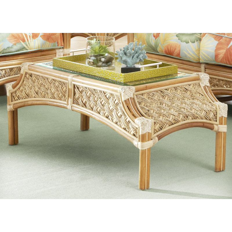 Schmitz Glass Top Single Coffee Table, Natural