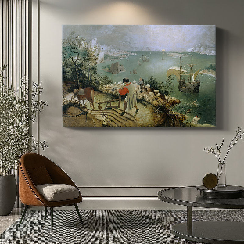 Paysage avec la chute d'Icarus-Pierre Bruegel l'Ancien-Toile tendue avec châssis-c. 1558, 8x12