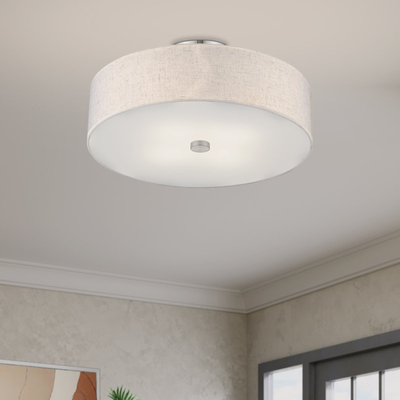 Plafonnier semi-encastré 4 lumières Bazilijus, Nickel brossé