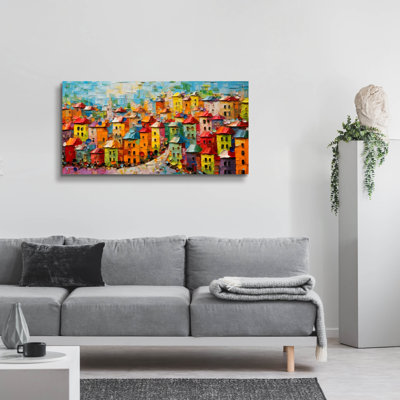 «Colorful City», art mural en verre acrylique, 48 po x 24 po