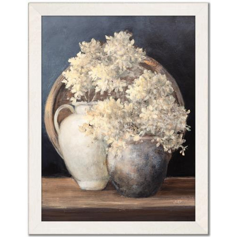 Golden Hydrangeas II White Framed Wall Art