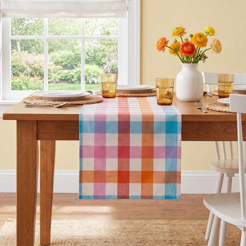 Collette Plaid 100% Cotton Table Runner