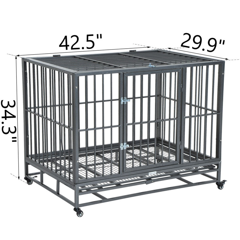 Harrold Metal Pet Crate with 2 Doors, 34.3" H x 29.9" W x 42.5" D