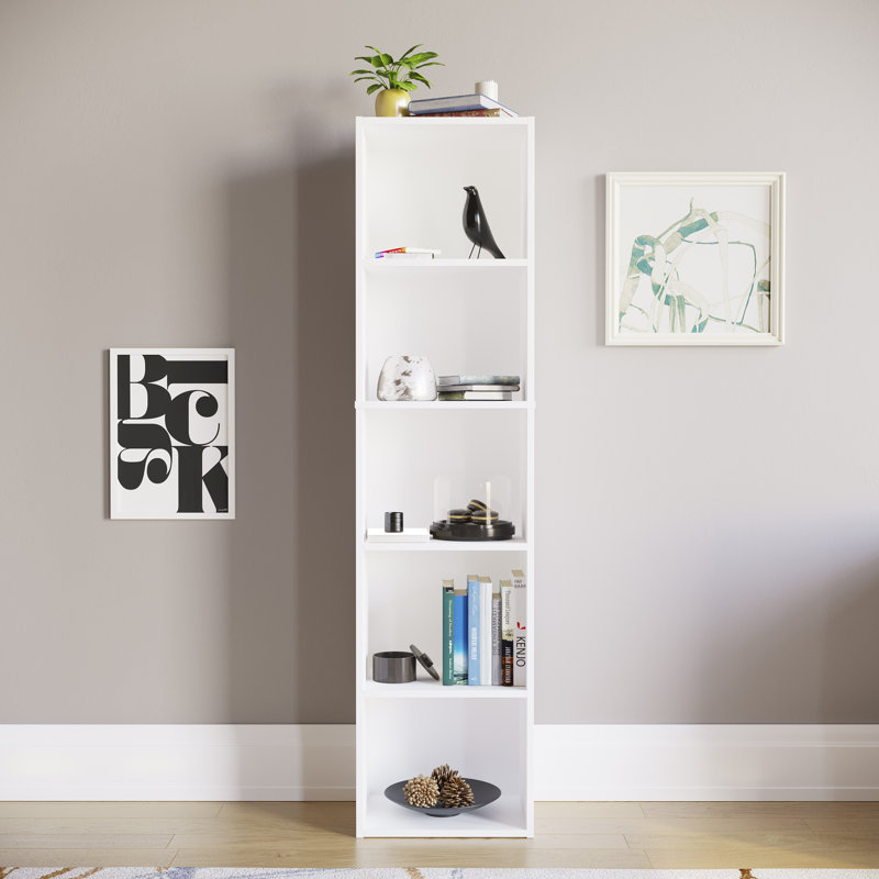 Gerardi 32cm W Standard Bookcase, White, 132 cm H x 32 cm W