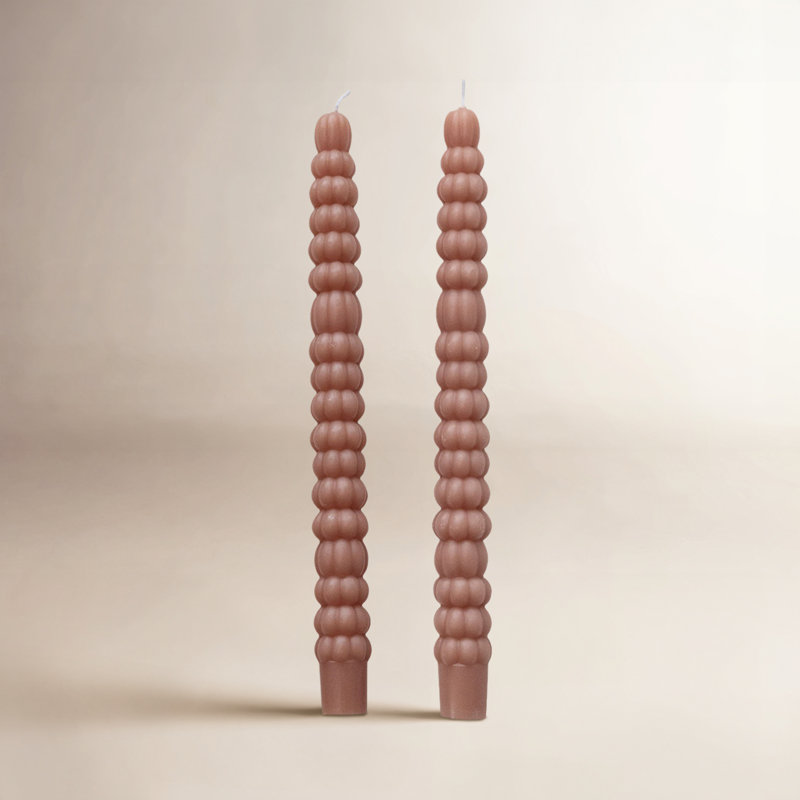Unscented Pumpkin Shaped Taper Candles In Box, Tan