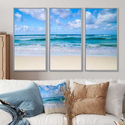 " Serene Blue Tropical Beach " 3 - Pieces