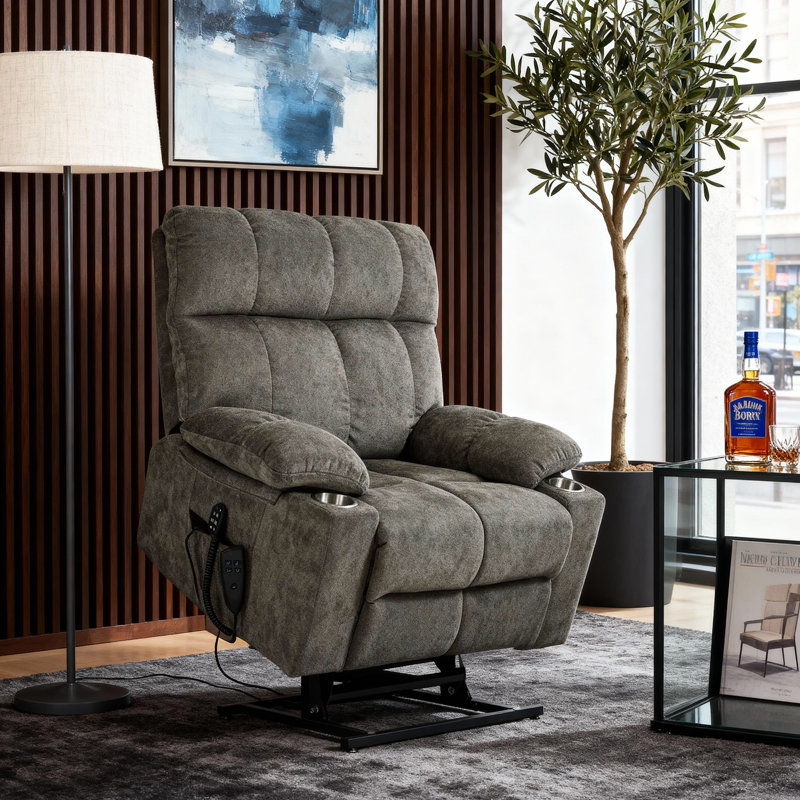 Dual Motor Power Lift Recliner Chair With Massage, Heat & 350 Lbs Weight Capacity, Brown