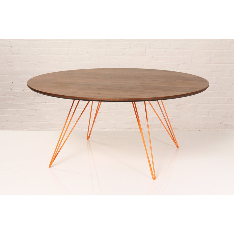Williams Single Coffee Table, Orange, 18" H x 40" L x 40" W, Walnut