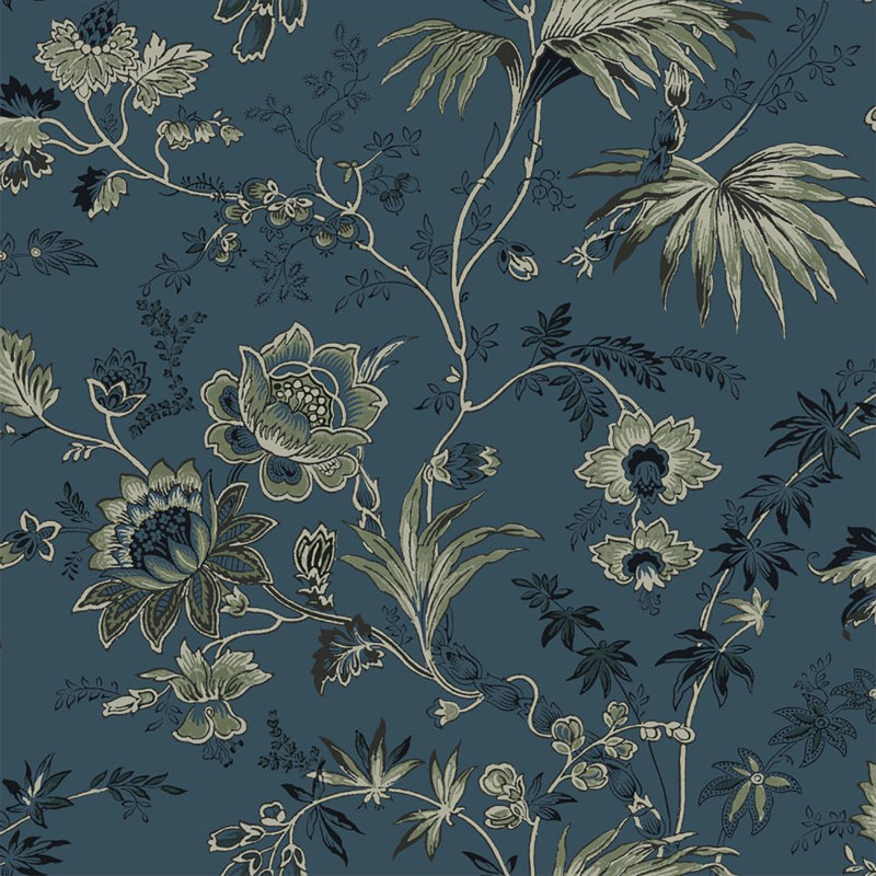 Double rouleau floral Tage, Bleu