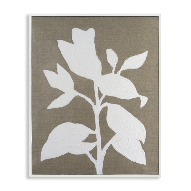 Impression florale minimaliste givrée, design par Vanna Lam, H 14 po x l 11 po, Estampe numérique encadrée blanc bord de mer