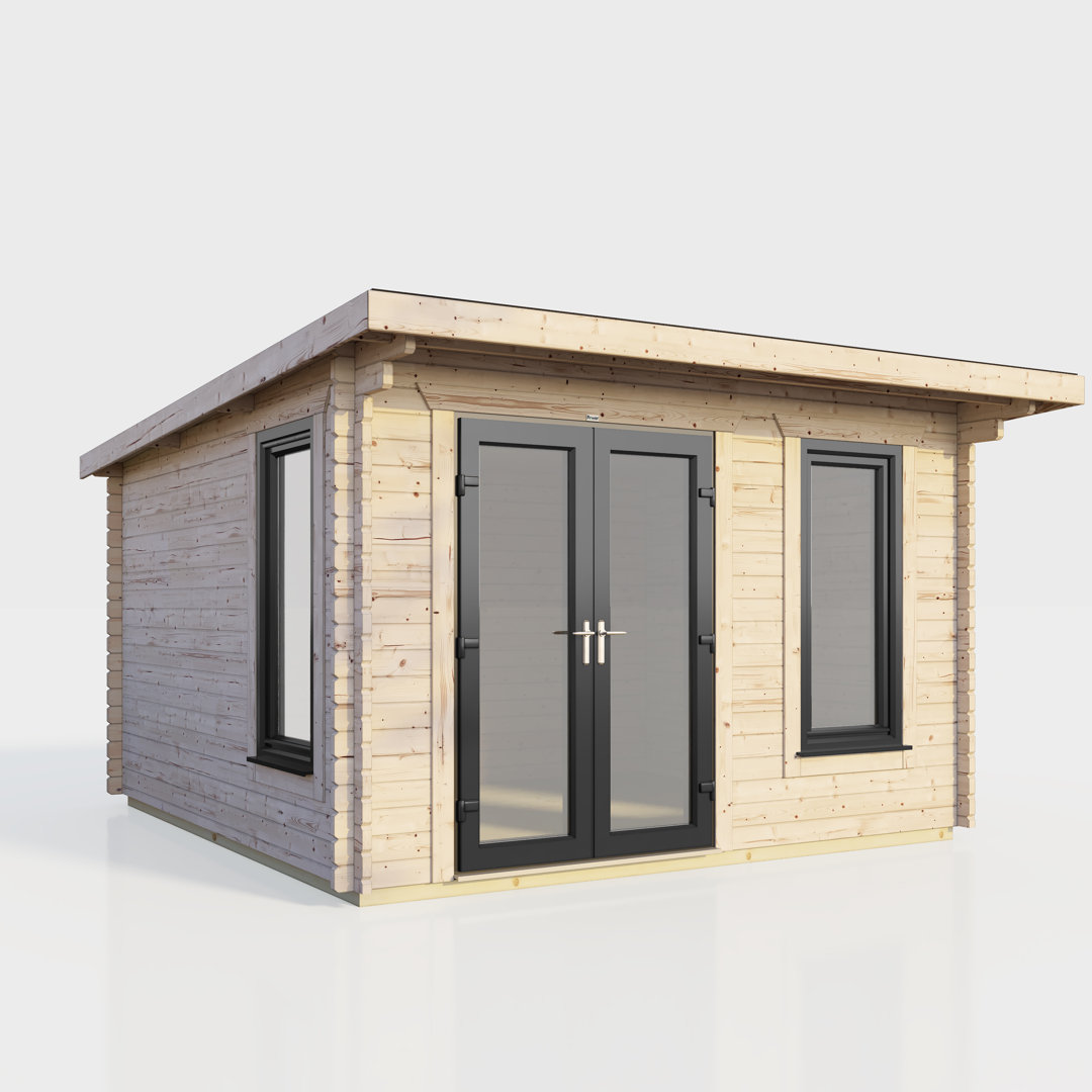 Powersheds 12 x 10ft Pent Log Cabin, Doors to the Left - 44mm