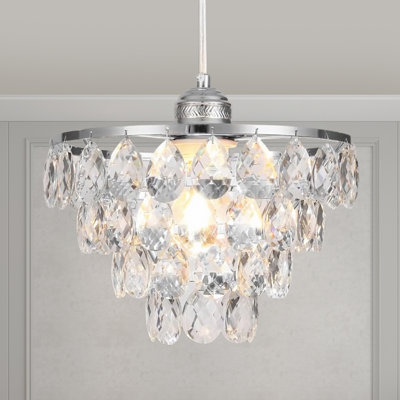 Kimoya 1-Light Mini Crystal Chandelier Pendant Light, Height Adjustable, Unique Modern Ceiling Light Fixtures Silver Hanging Crystal Chandeliers for Hallway Bedroom