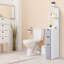 Armoire tour en lin de 54 po de hauteur - rangement de salle de bain avec 2 tablettes et tiroirs, étagère de rangement blanche à niveaux, organisateur de plancher étroit pour les fournitures