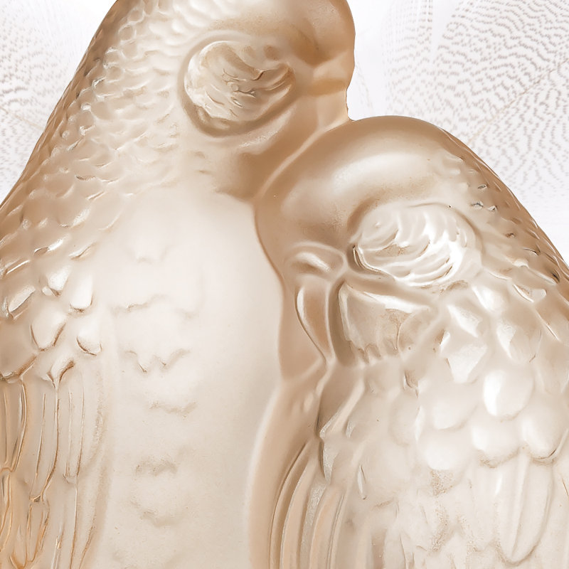 Two Parakeets Figurine, Gold Luster