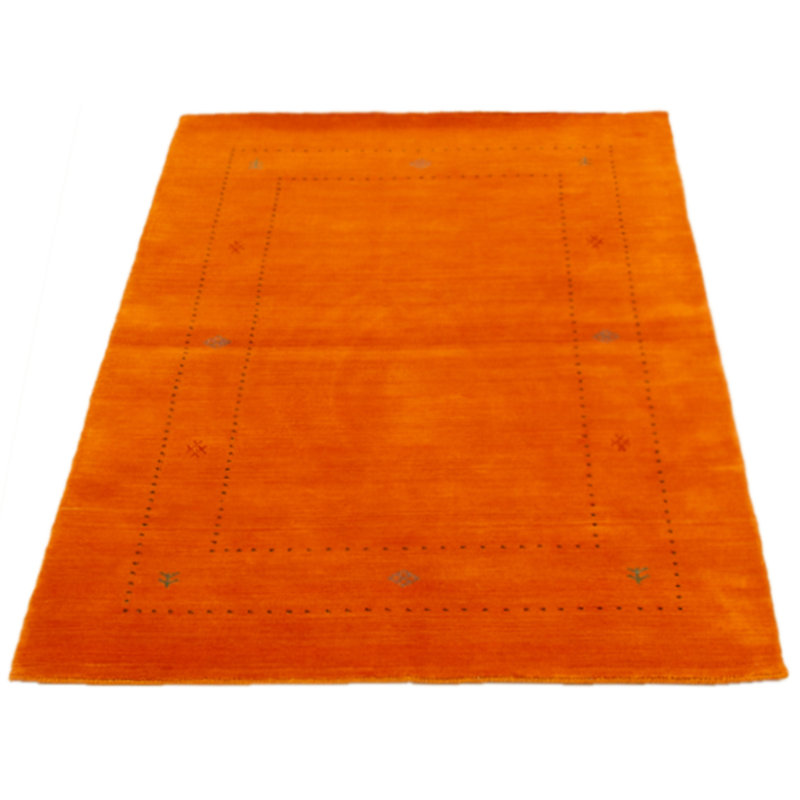 Tapis orange en laine noué à la main de conception unique 4 pi 0 po x 6 pi 0 po Rossville