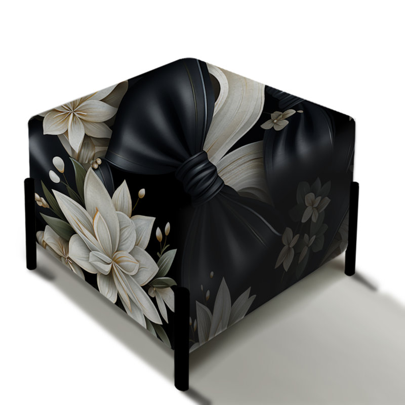 Tuxedo Tidings - Repose-pieds carré floral